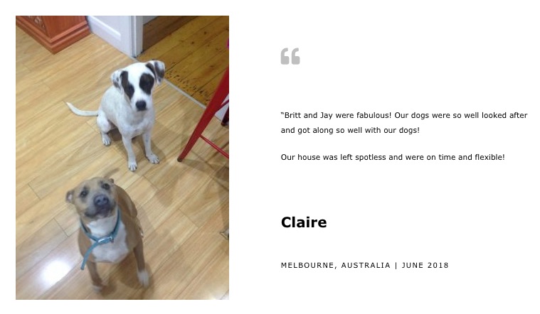 House Sitting Melbourne Reference from Claire
